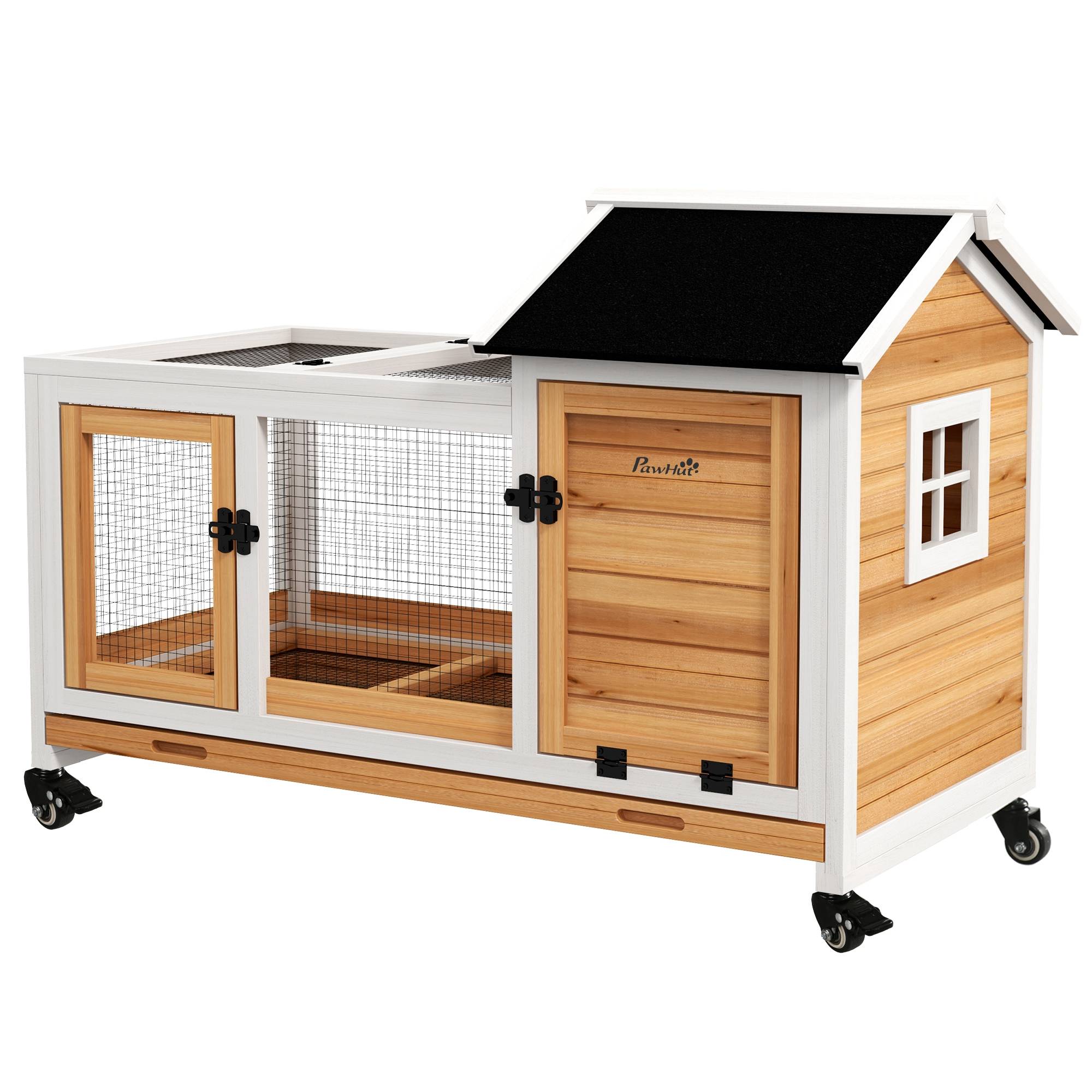 Clapier pour petits animaux lapins cochons d'inde, intérieur extérieur, bois naturel - Image 2