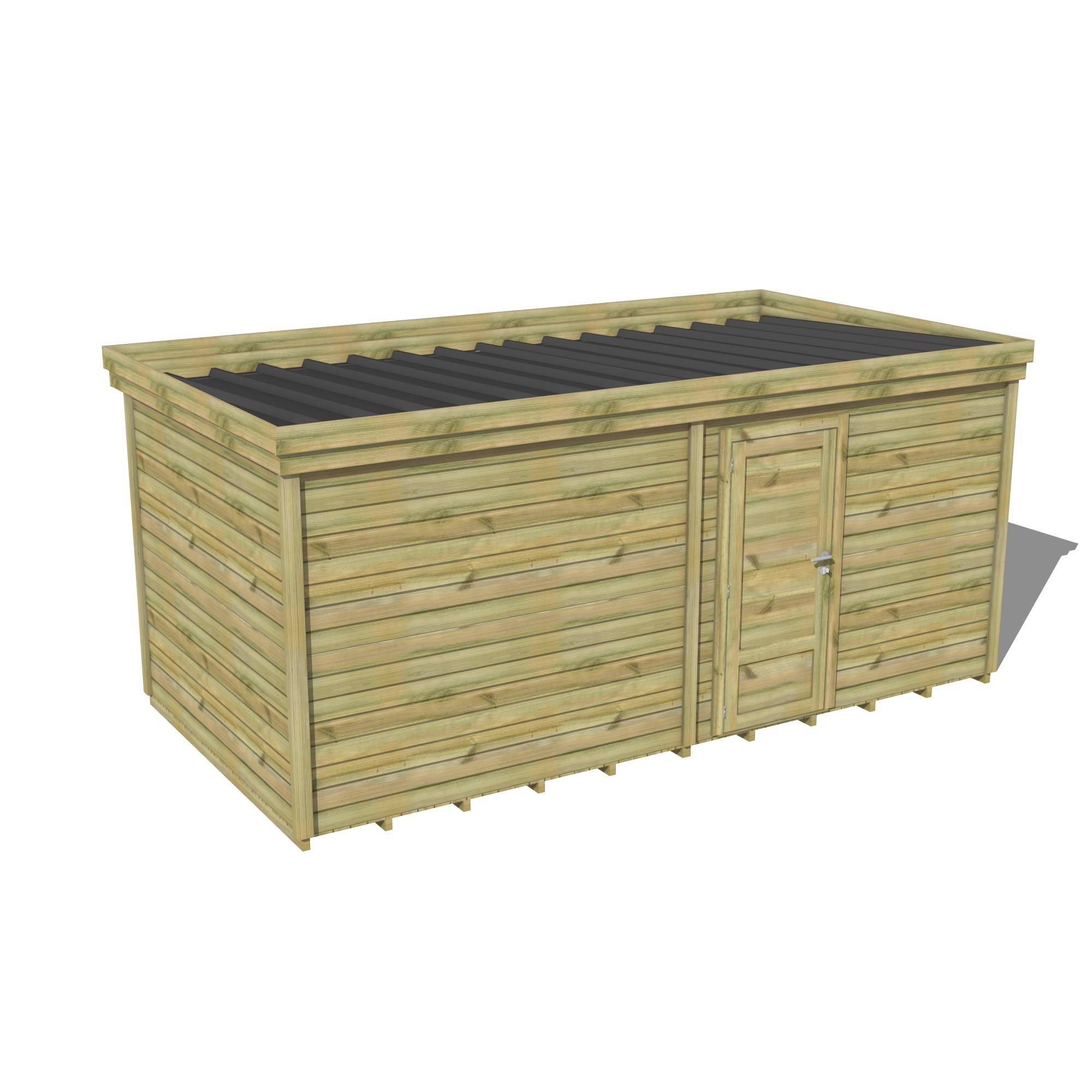 Abri Français - ABRI DE JARDIN bois Pin traité autoclave 27mm - 5,195x2,64m / 14m2 - Bac acier - Plancher bois - Image 1
