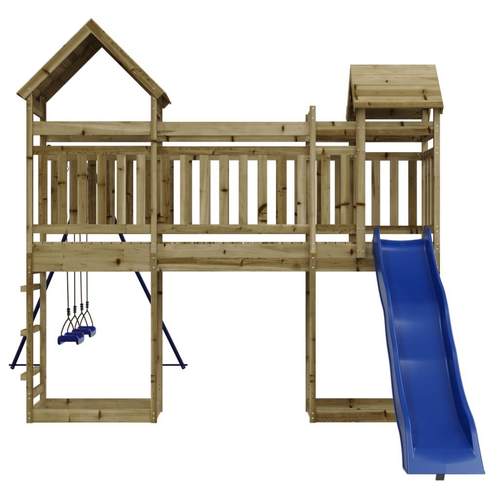 Helloshop26 - Aire de jeux d'extérieur balançoires toboggan portiques robuste jeux jardin 492 x 358 x 238 cm bois de pin imprégné - Image 4