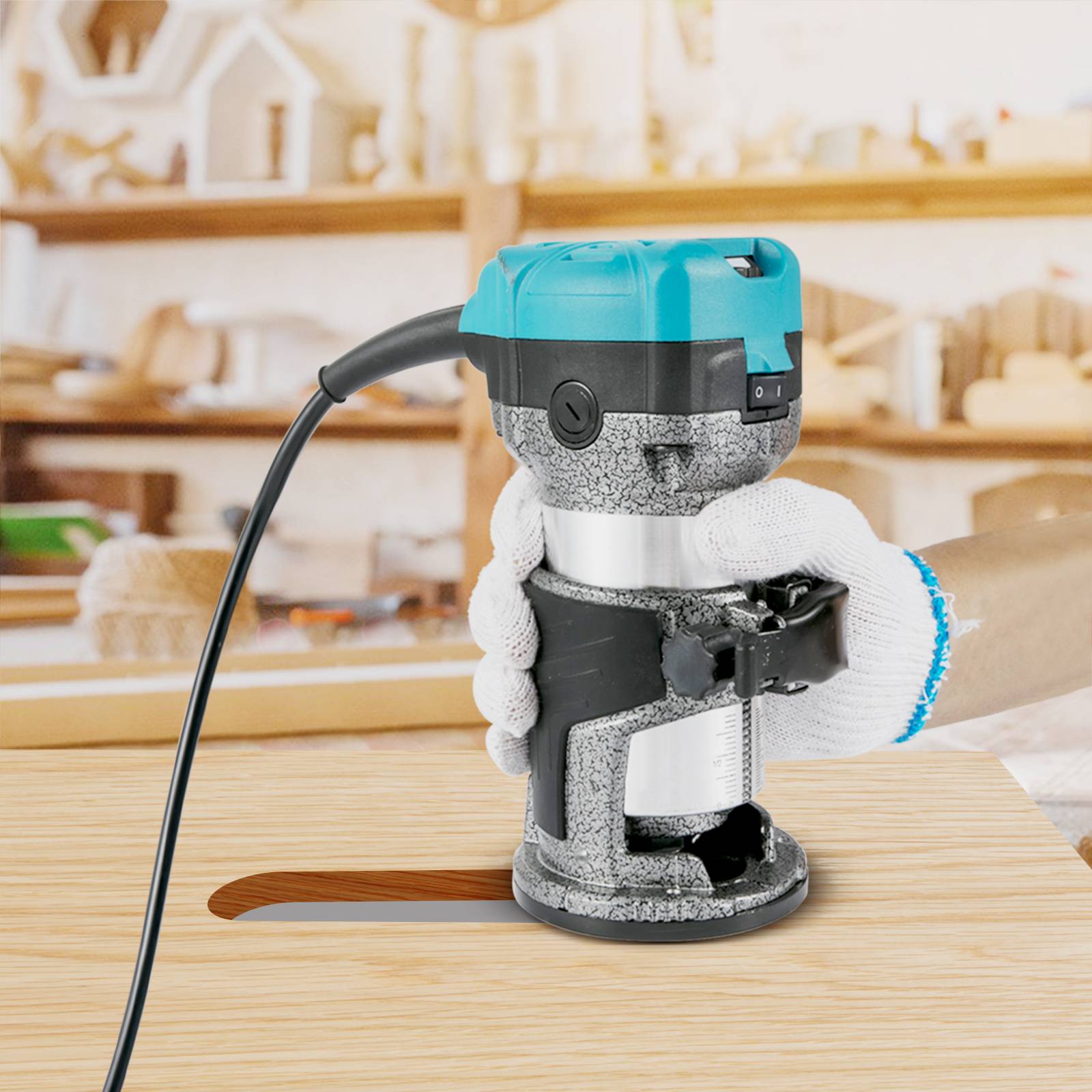 Vevor - VEVOR Défonceuse 800W, 10000-30000 tr/min, kit compact avec base fixe et mèches 6+8mm pour le bois. - Image 8