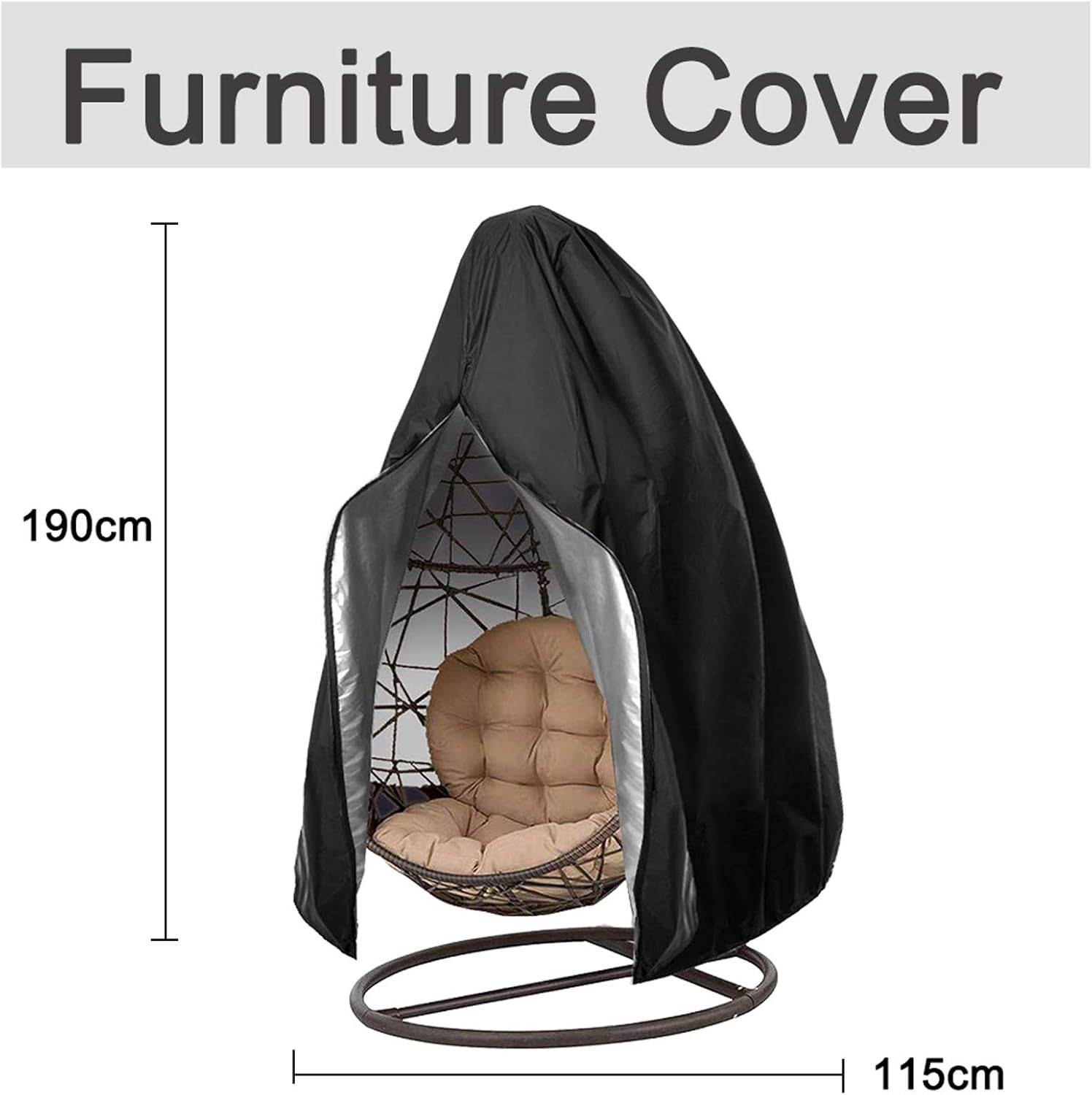 IntiMeg - Housse de protection pour chaise suspendue de jardin - Housse de protection pour chaise longue Egg Swing avec fermeture éclair - 190 x 115 cm IntiMeg - Image 7