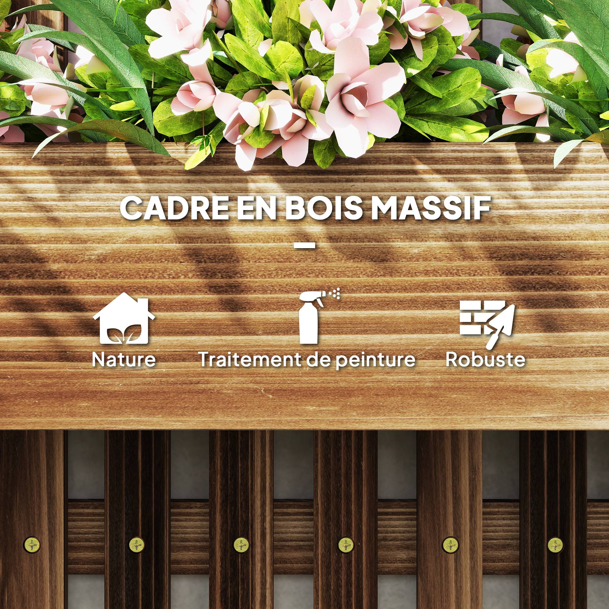 Jardinière murale treillis bois sapin balcon pots amovibles 60x16x80cm carbonisé - ComfortXL Outdoor Living - Image 10