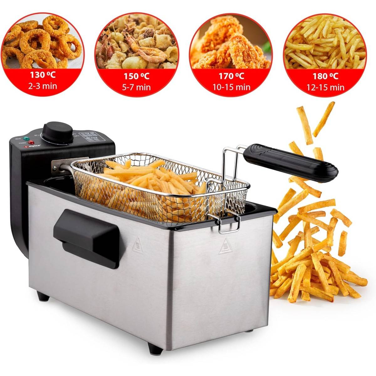 Alpina - Friteuse électrique à huile Cuve 3L 2000W 190°C ALPINA - Image 6