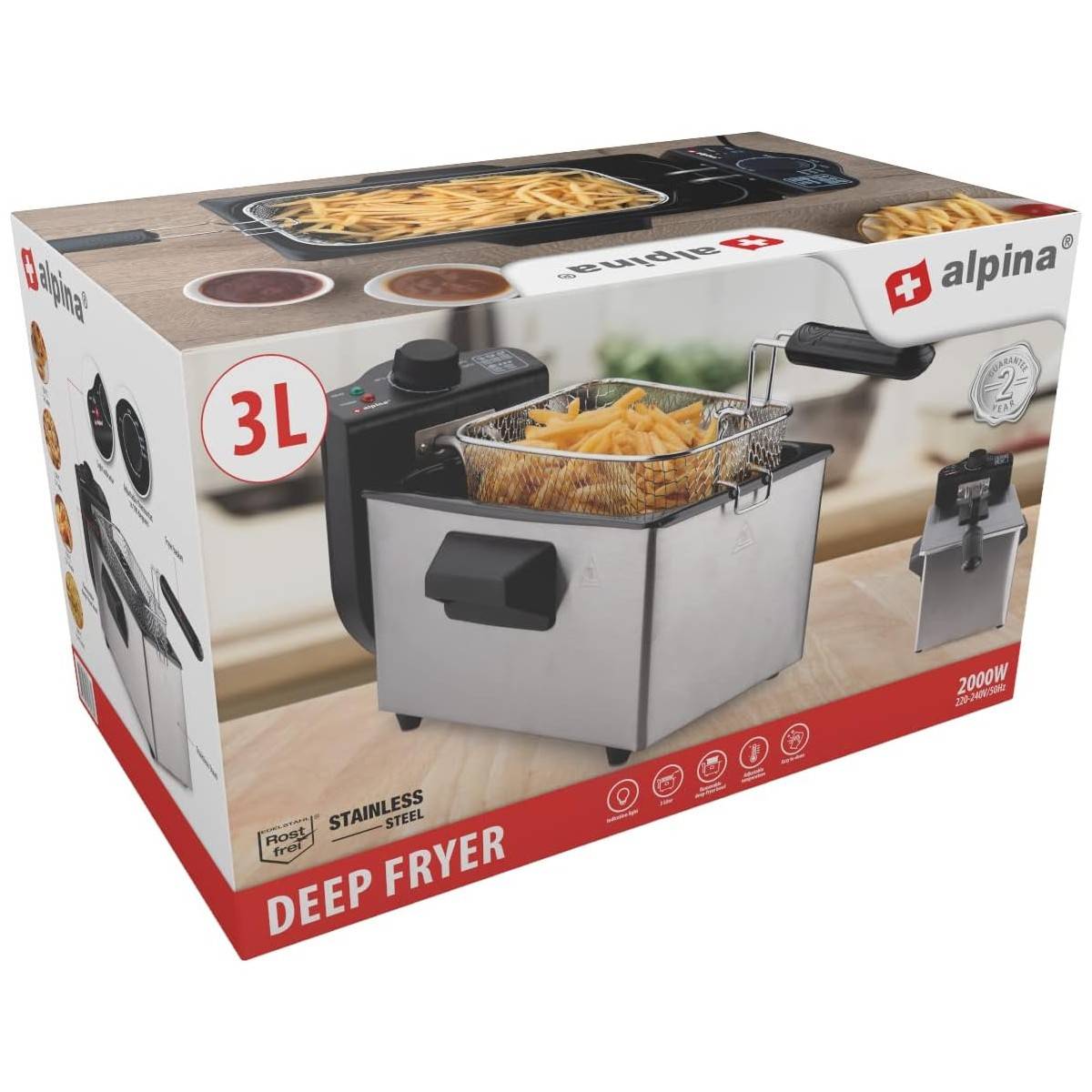 Alpina - Friteuse électrique à huile Cuve 3L 2000W 190°C ALPINA - Image 8