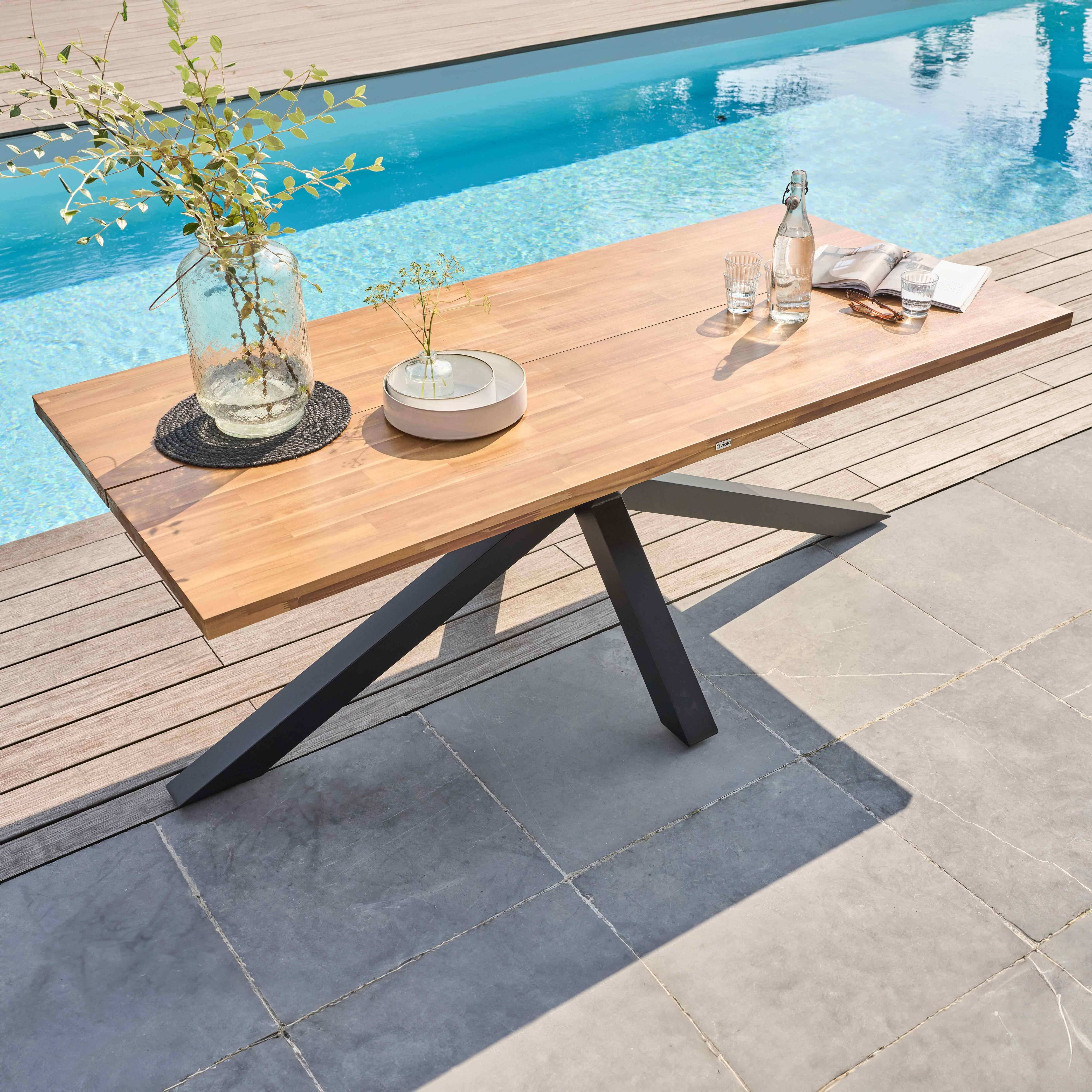 Oviala - Table de jardin en aluminium et bois d'acacia 8 places 200x95 cm Stella - Oviala - Image 1
