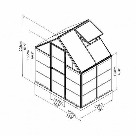 Canopia - Serre de jardin en polycarbonate Hybrid  2,33 m², Couleur Vert, Ancrage au sol Non - Image 6