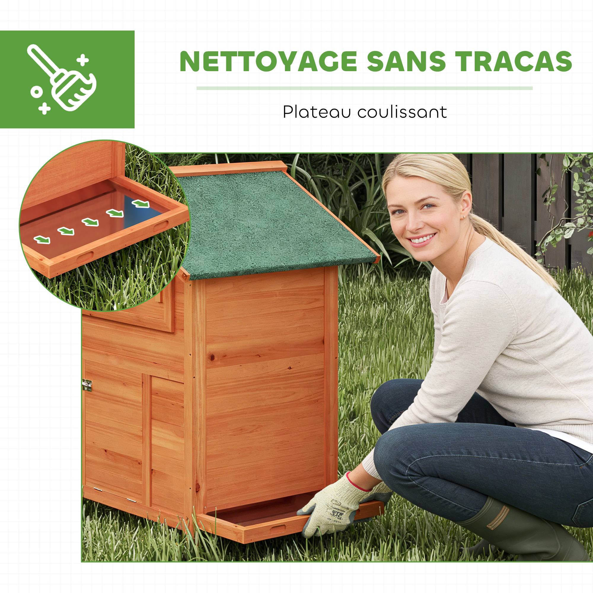 Poulailler avec Pondoir et Perchoir Toit en Bitume Étanche et Fenêtre de Ventilation Bois 113,5x67,5x95,5cm Orange - Image 10