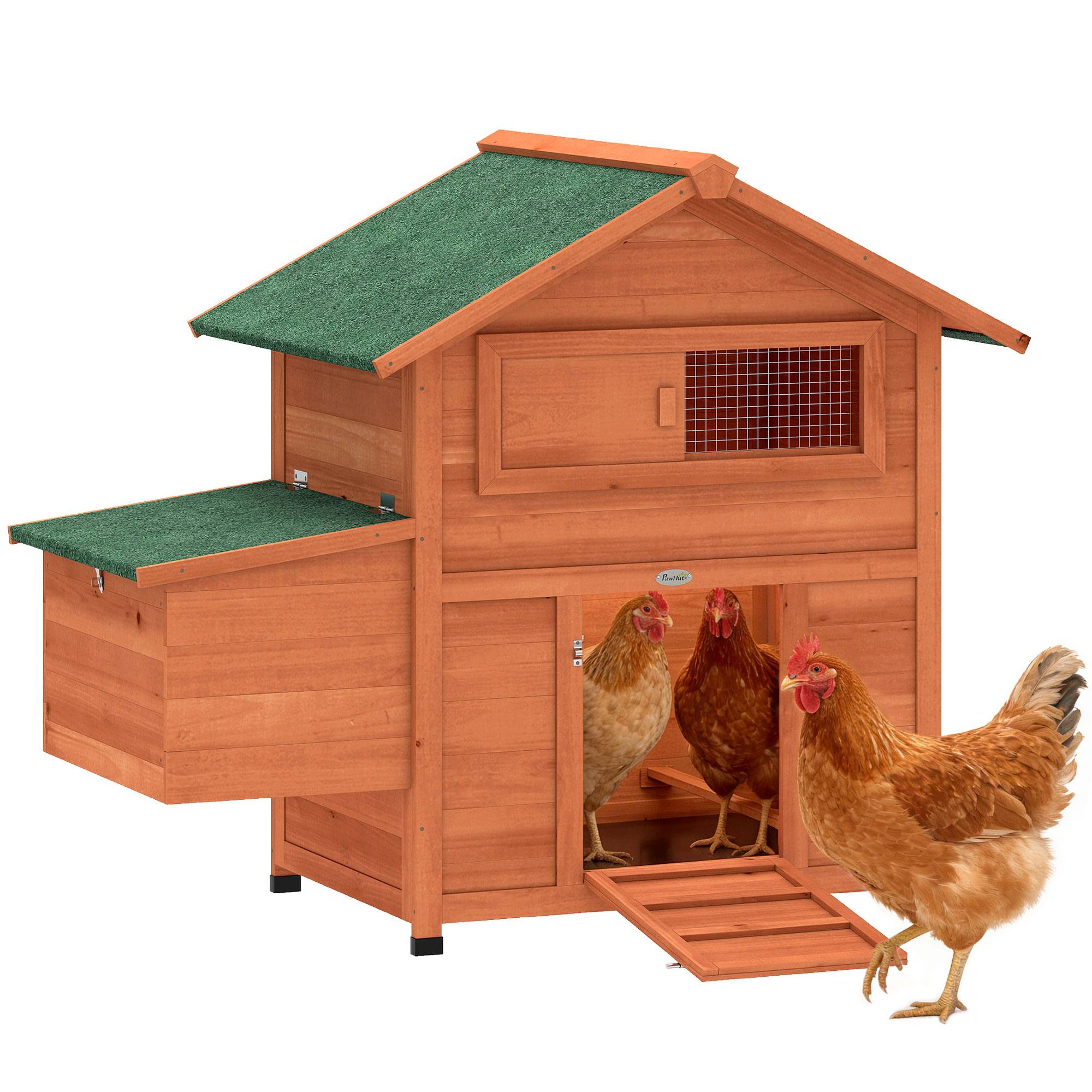 Poulailler avec Pondoir et Perchoir Toit en Bitume Étanche et Fenêtre de Ventilation Bois 113,5x67,5x95,5cm Orange - Image 1