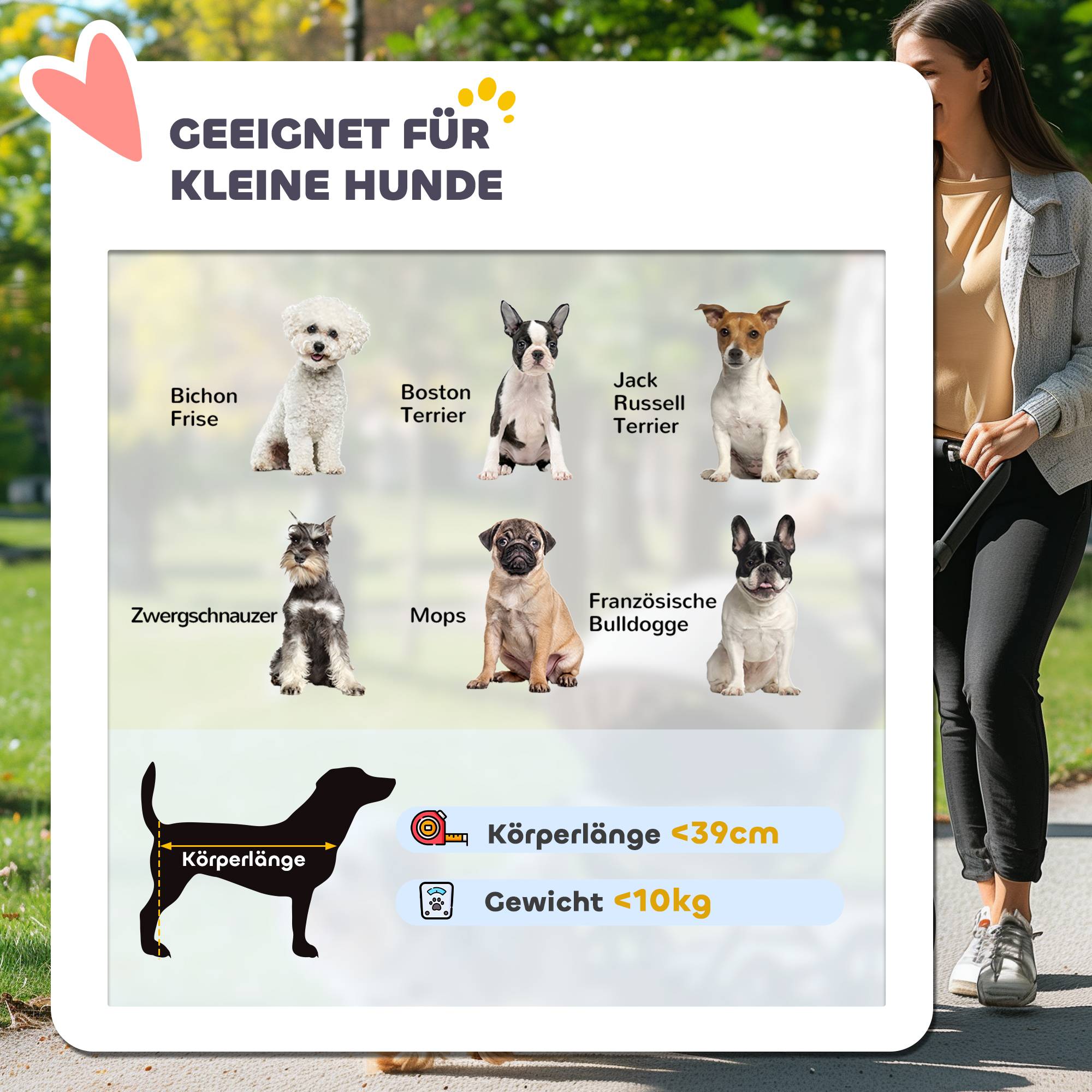 Poussette chien, petits chiens chats, panier rangement, pliage one-click, gris - Image 7