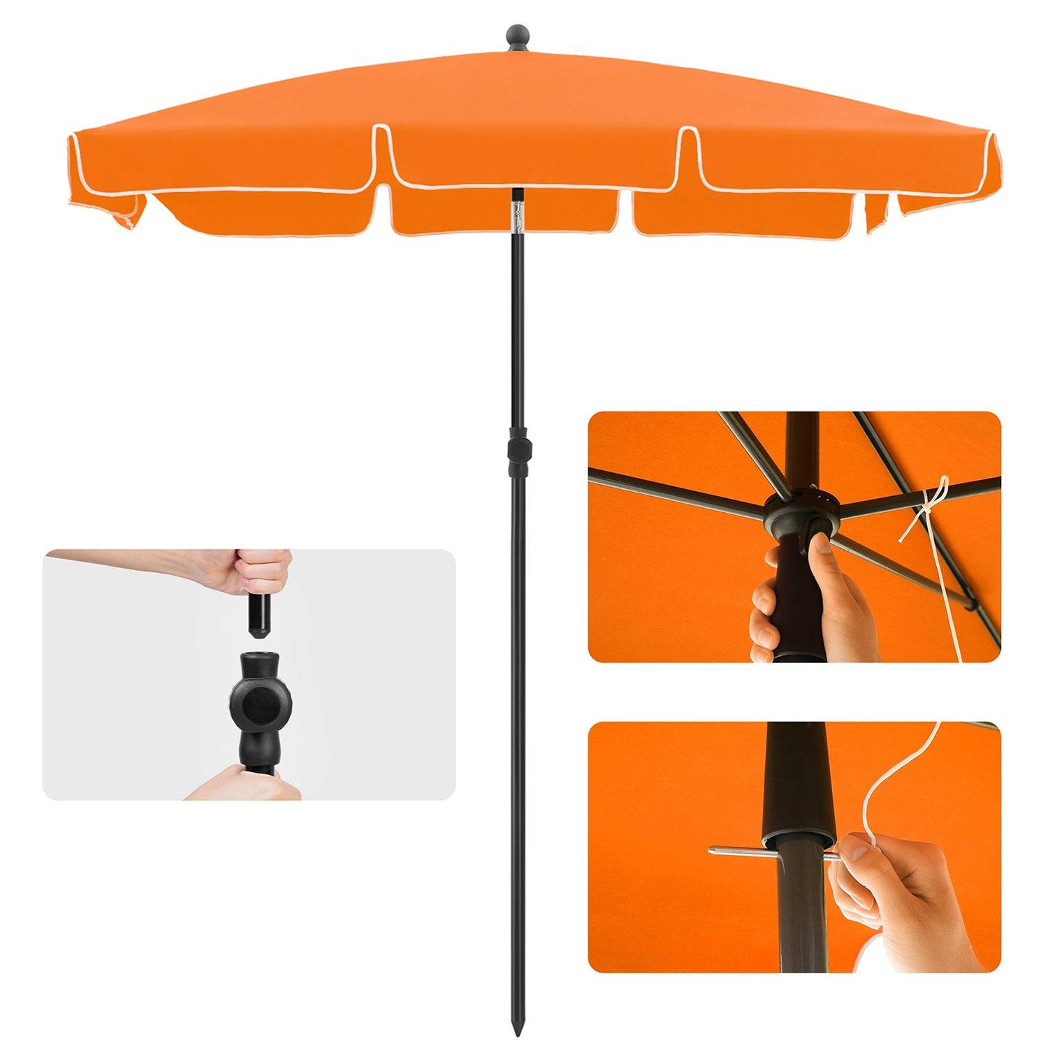 Helloshop26 - Parasol de balcon rectangulaire 2 x 1 25 m protection UPF 50+ ombrelle toile avec revêtement en pa sac de transport terrasse jardin sans socle orange - Image 5