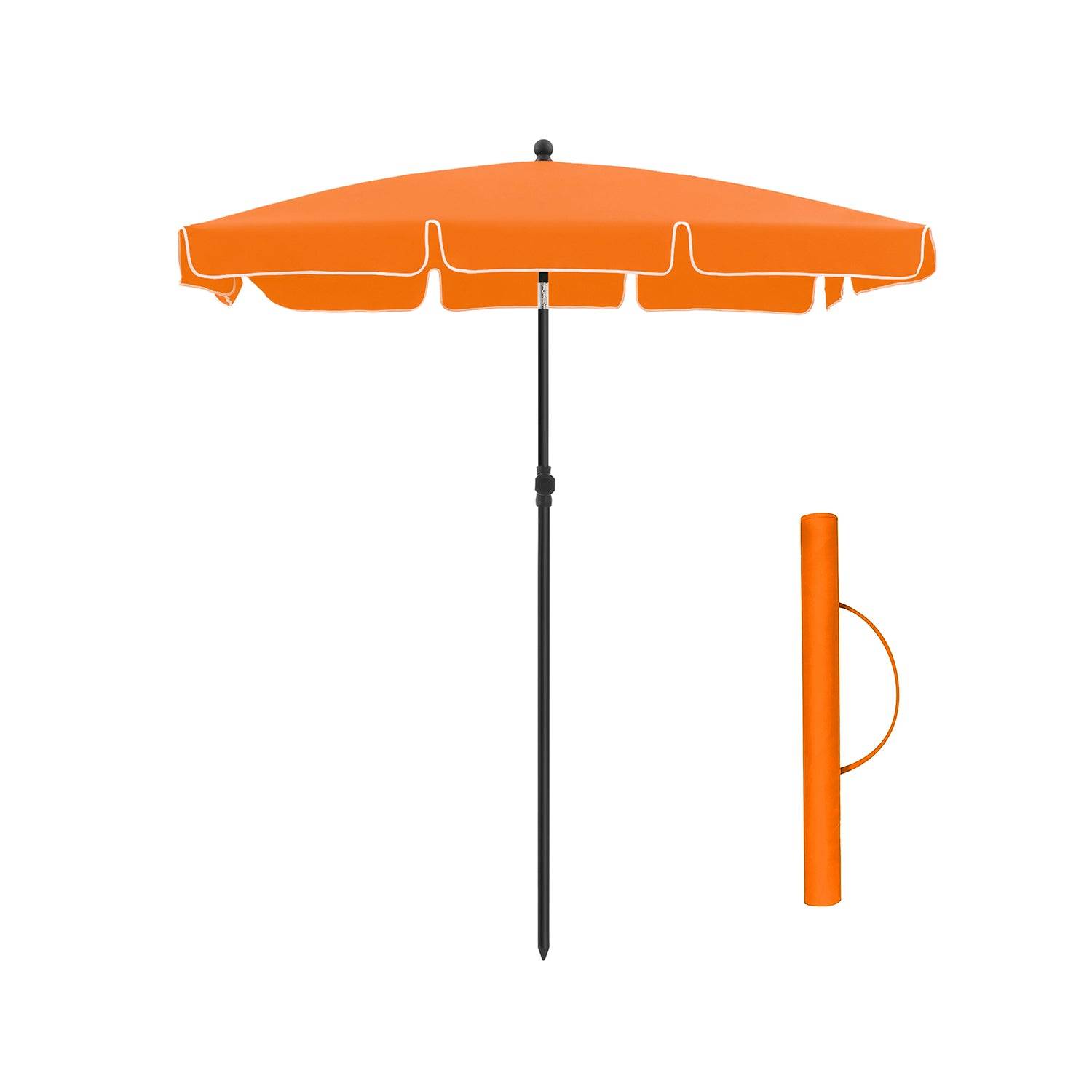 Helloshop26 - Parasol de balcon rectangulaire 2 x 1 25 m protection UPF 50+ ombrelle toile avec revêtement en pa sac de transport terrasse jardin sans socle orange - Image 1