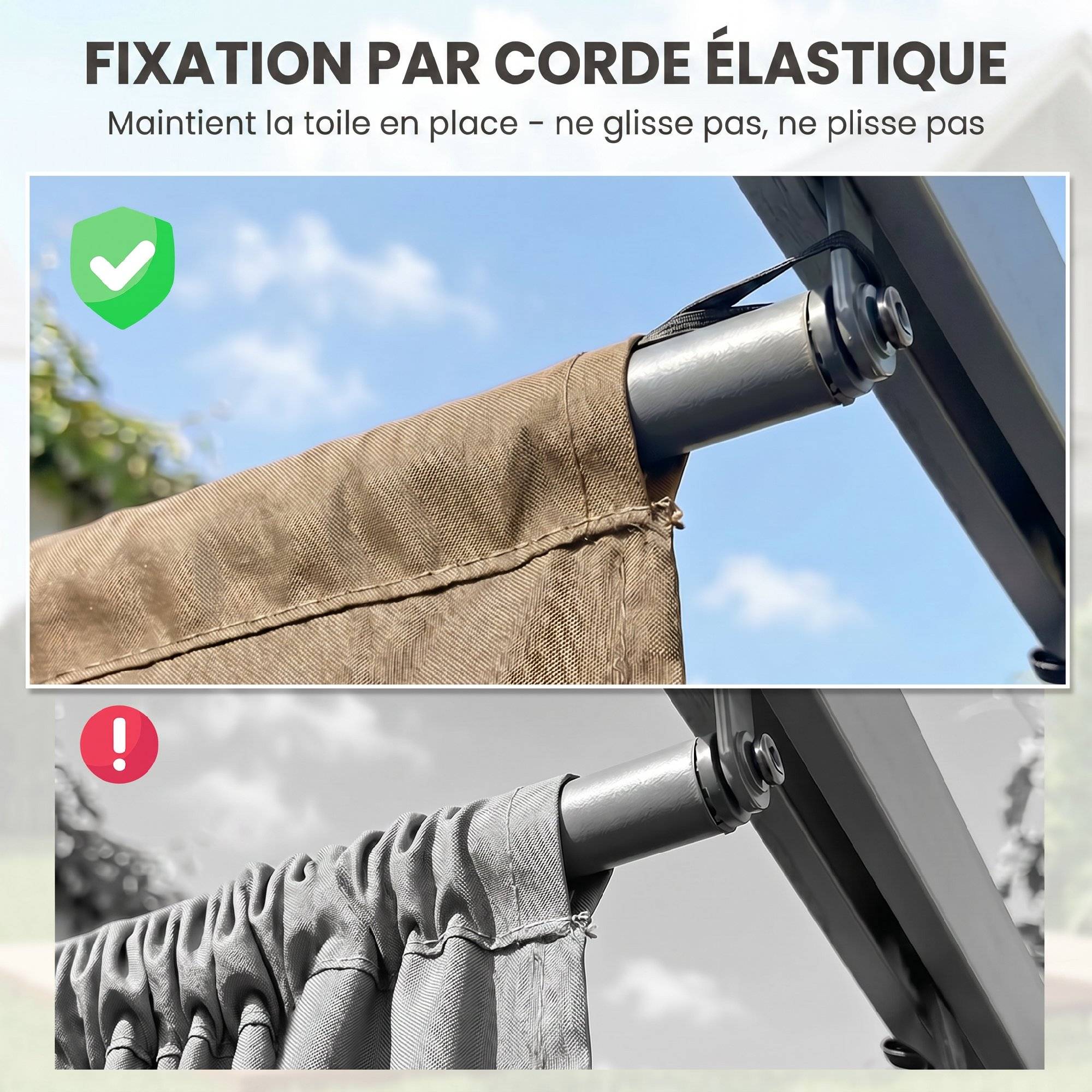 ComfortXL - Toile de rechange pour pergola rétractable en polyester écru 250 x 255 cm pour tonnelle 3 x 3 m avec drainage - Image 7