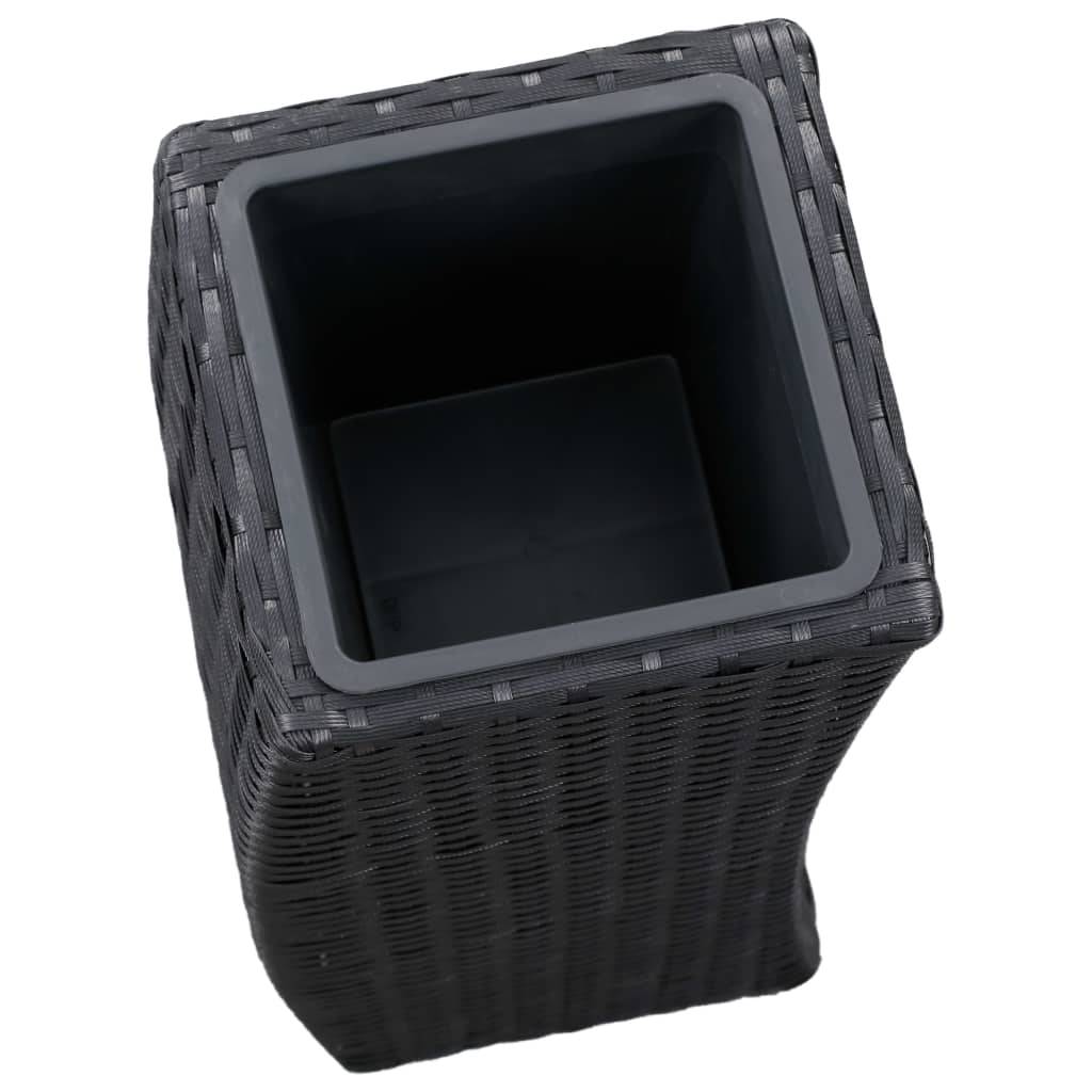 Jardinière lit surélevé plantes fleurs jardin 3 pcs résine tressée noir - Image 7