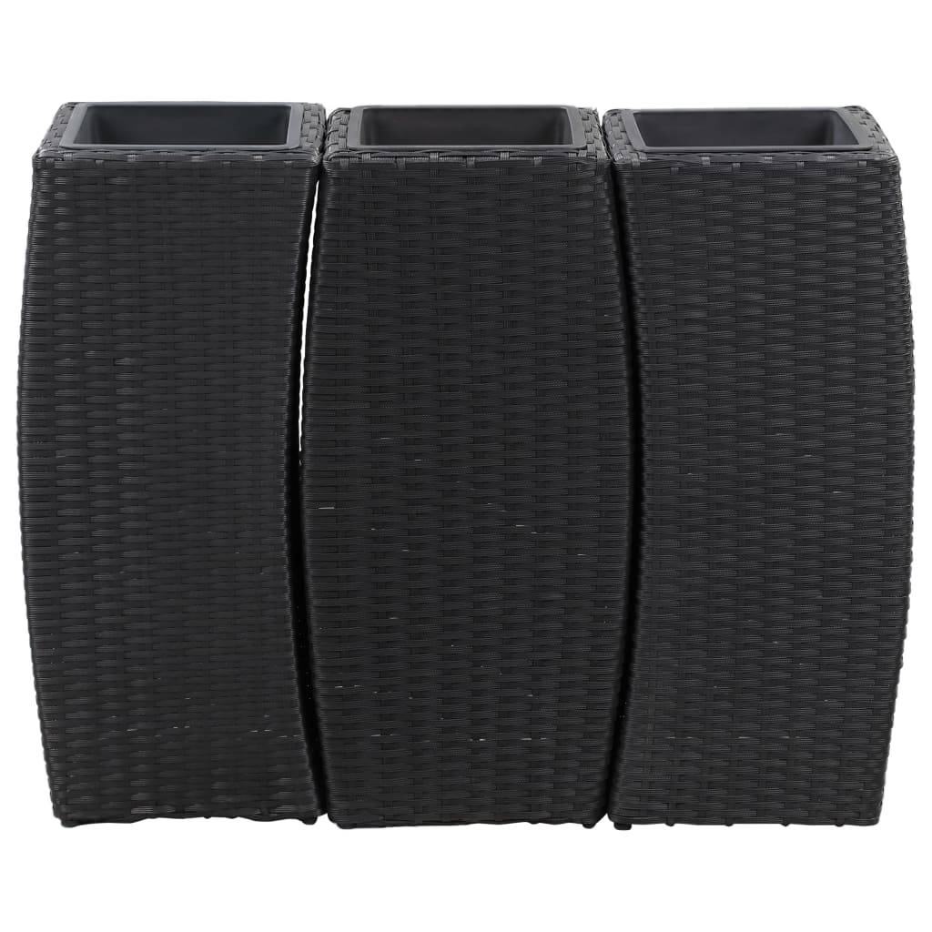 Jardinière lit surélevé plantes fleurs jardin 3 pcs résine tressée noir - Image 2