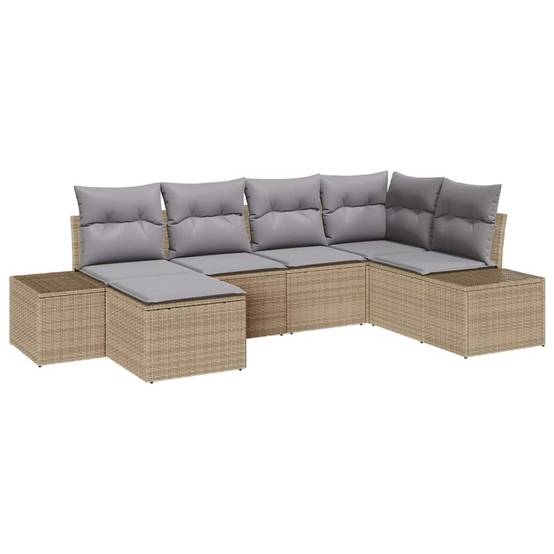 ComfortXL - Salon de jardin 6 places modulable polyrotin bicolore avec repose-pieds Beige et gris – ComfortXL Outdoor Living - Image 2
