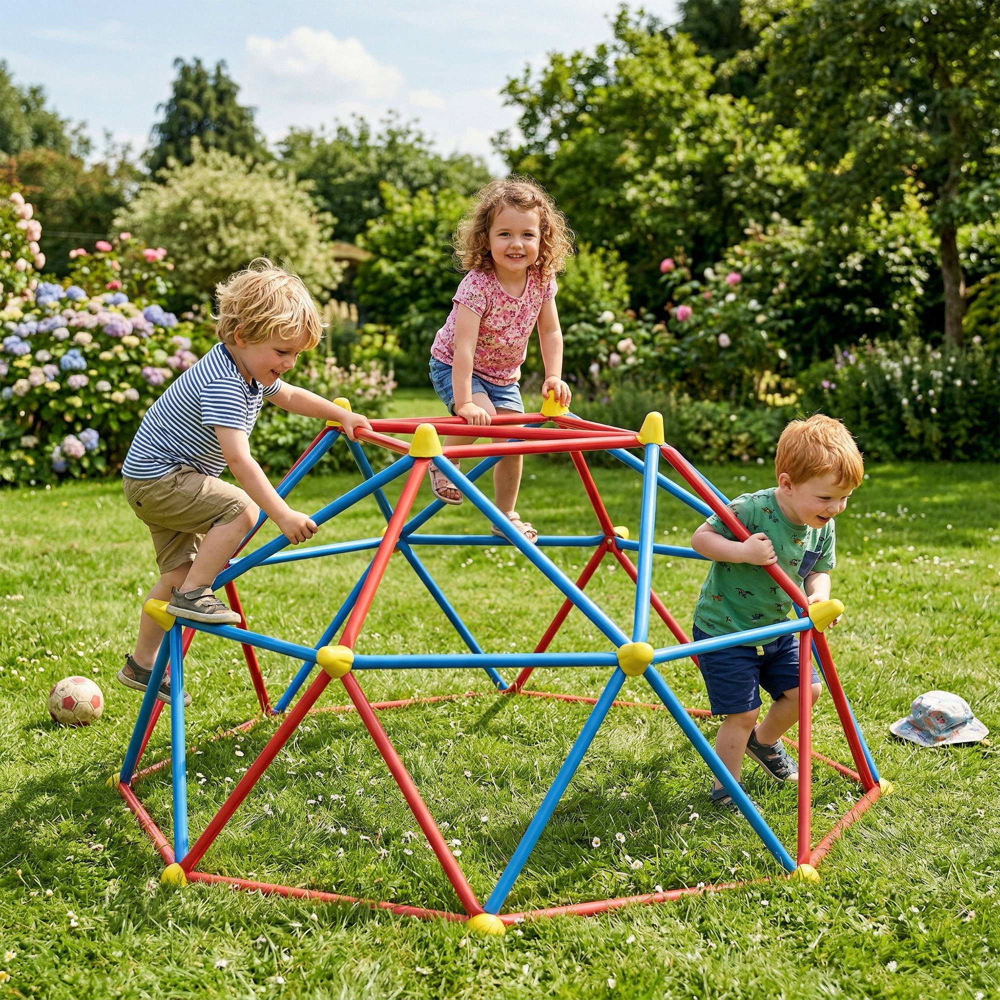 Dôme d'escalade enfant cage d'escalade structure en métal charge max. 180 kg assemblage facile 183 cm multicolore - Image 3