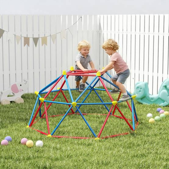 Dôme d'escalade enfant cage d'escalade structure en métal charge max. 180 kg assemblage facile 183 cm multicolore - Image 4