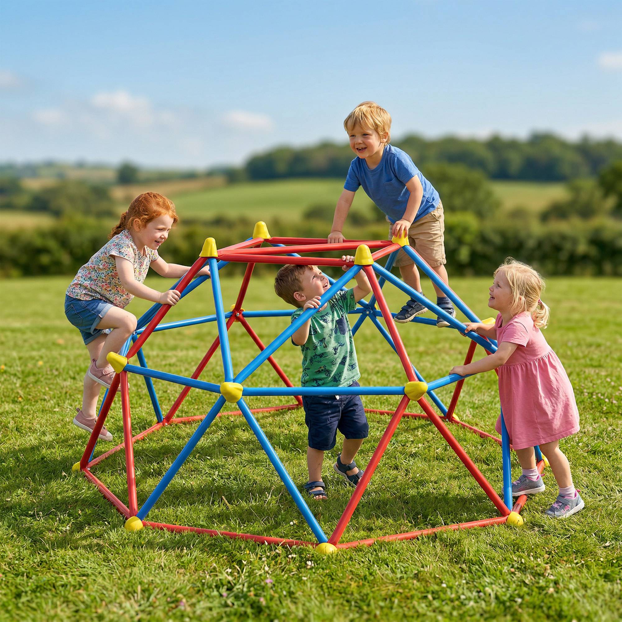 Dôme d'escalade enfant cage d'escalade structure en métal charge max. 180 kg assemblage facile 183 cm multicolore - Image 10