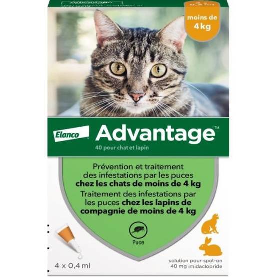 Advantage - ADVANTAGE Solution Antipuce Chat Lapin 1 a 4kg 4 pipettes - Image 1