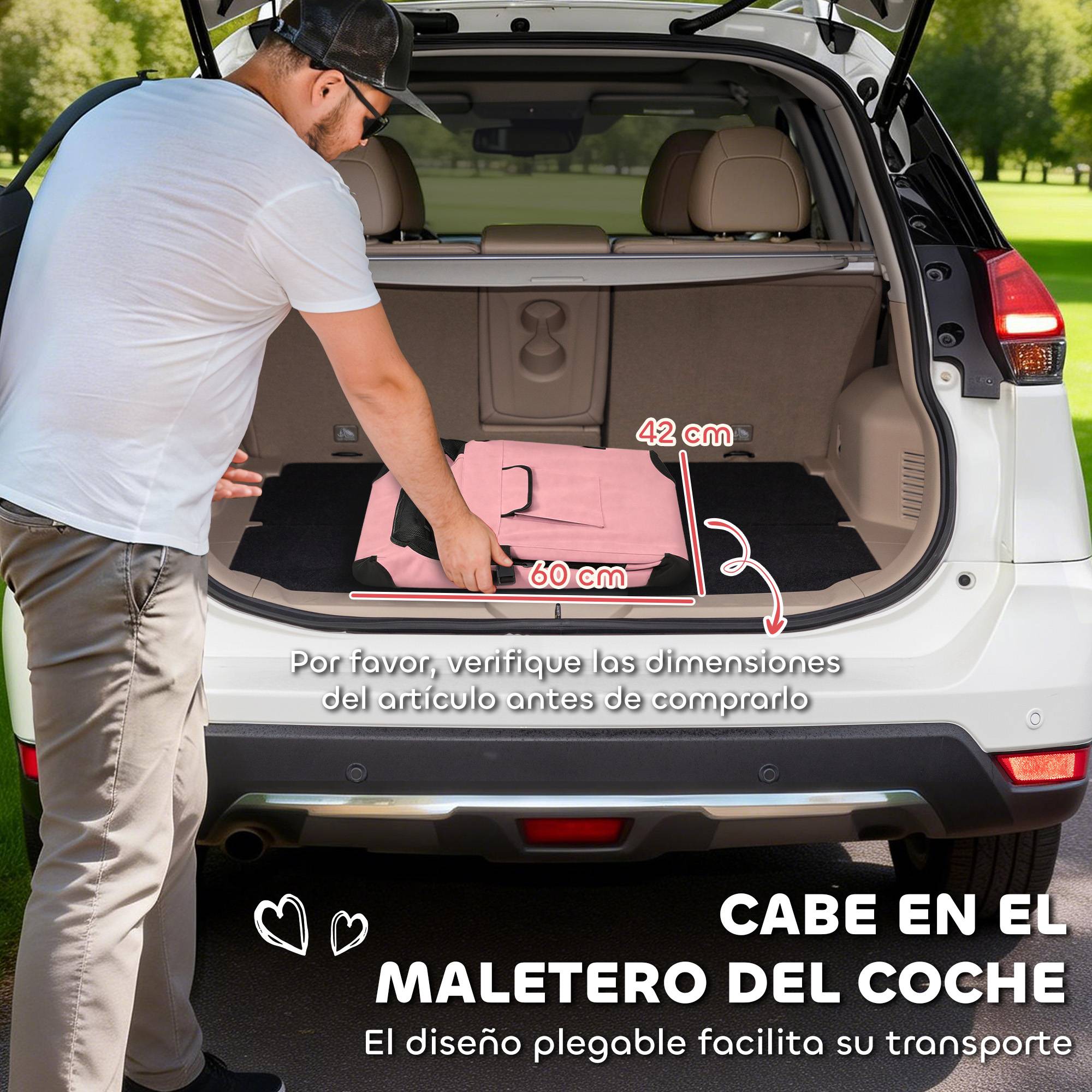 Sac de transport en tissu Oxford pour chat et chien pliable 60x41x41 Rose - ComfortXL Outdoor Living - Image 7