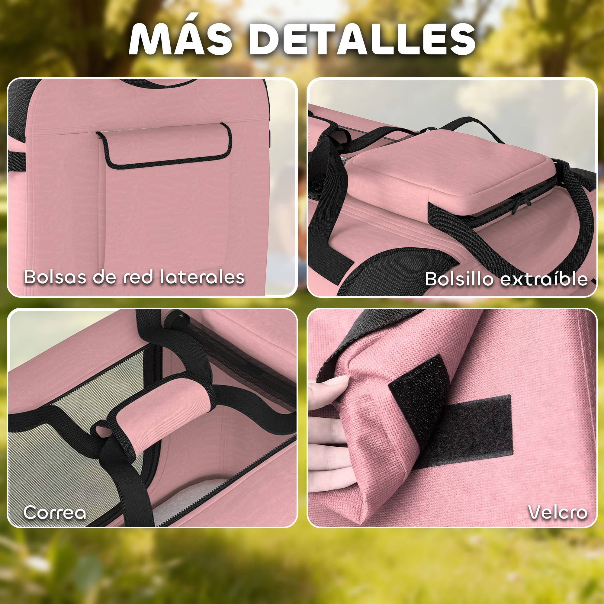 Sac de transport en tissu Oxford pour chat et chien pliable 60x41x41 Rose - ComfortXL Outdoor Living - Image 9