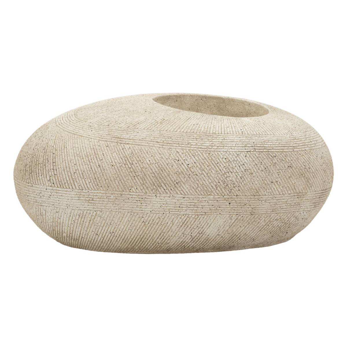 Paris Prix - Cache-Pot Effet Pierre "Stone" 78cm Gris - Image 1