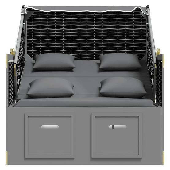 Strandkorb avec coussin poly rotin bois solide anthracite noir 115 x 55 x 133/151/156 cm - PANGIVO - Image 7