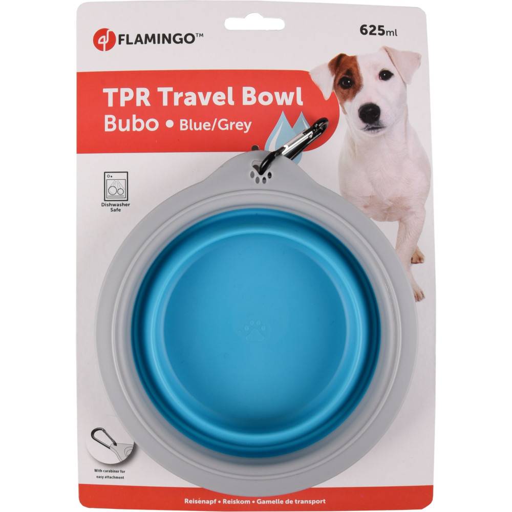 Flamingo - Gamelle de transport BUBO 625 ml. pour chien. couleur bleu/ gris. - Image 1