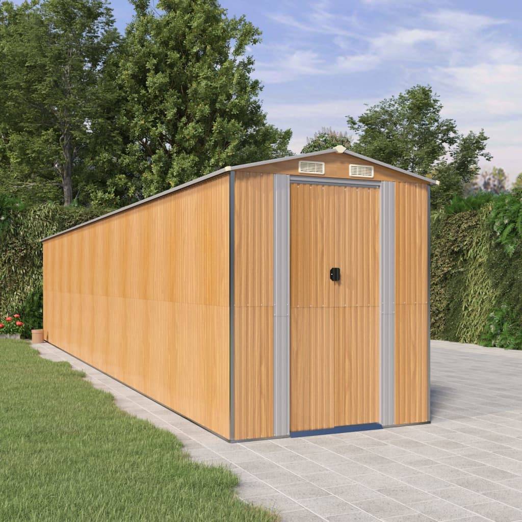 Vidaxl - Abri de jardin Marron clair 192x938x223 cm Métal galvanisé 18m² vidaXL 3147480 - Image 1