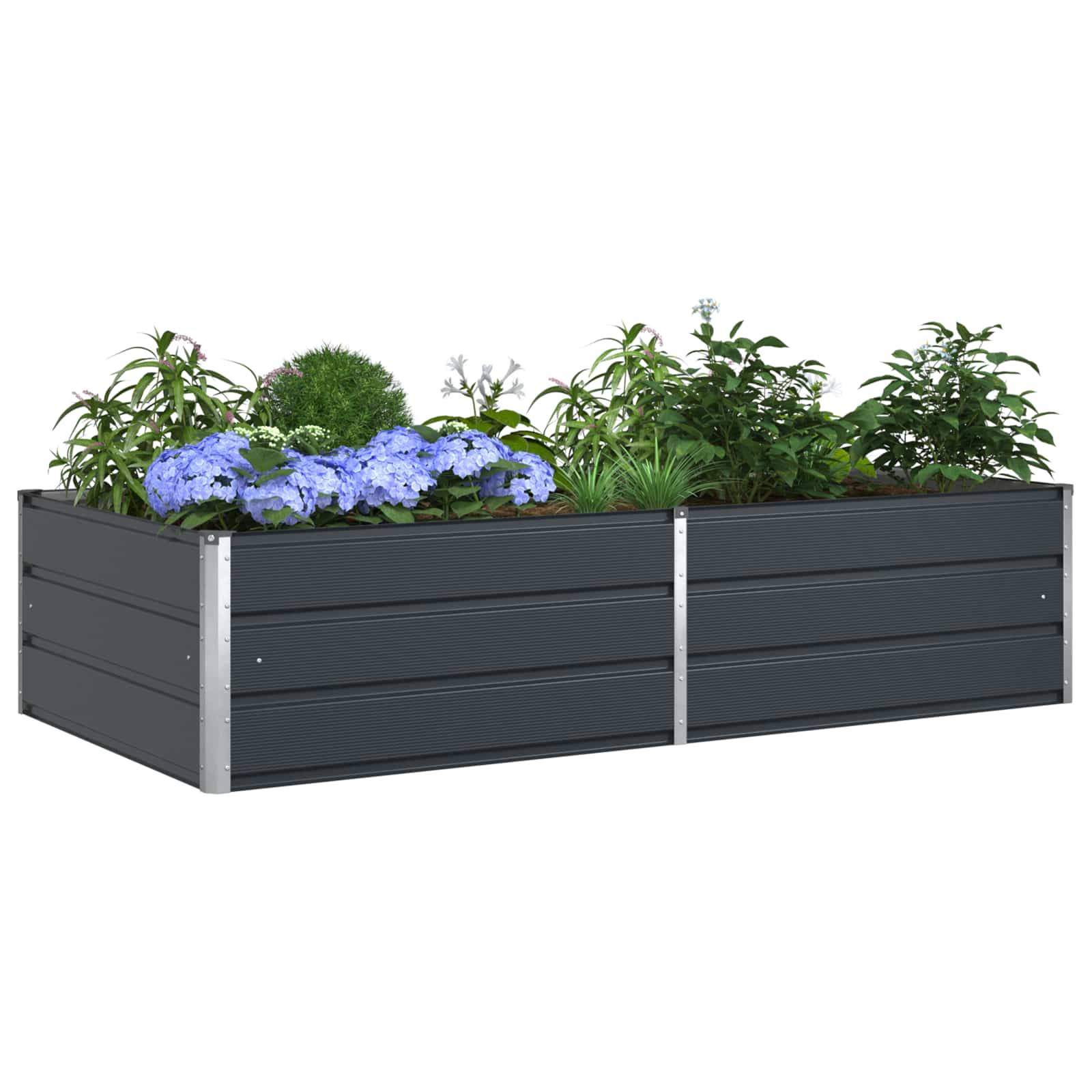 Jardinière acier galvanisé anthracite 195 x 100 x 45 cm - PANGIVO - Image 3