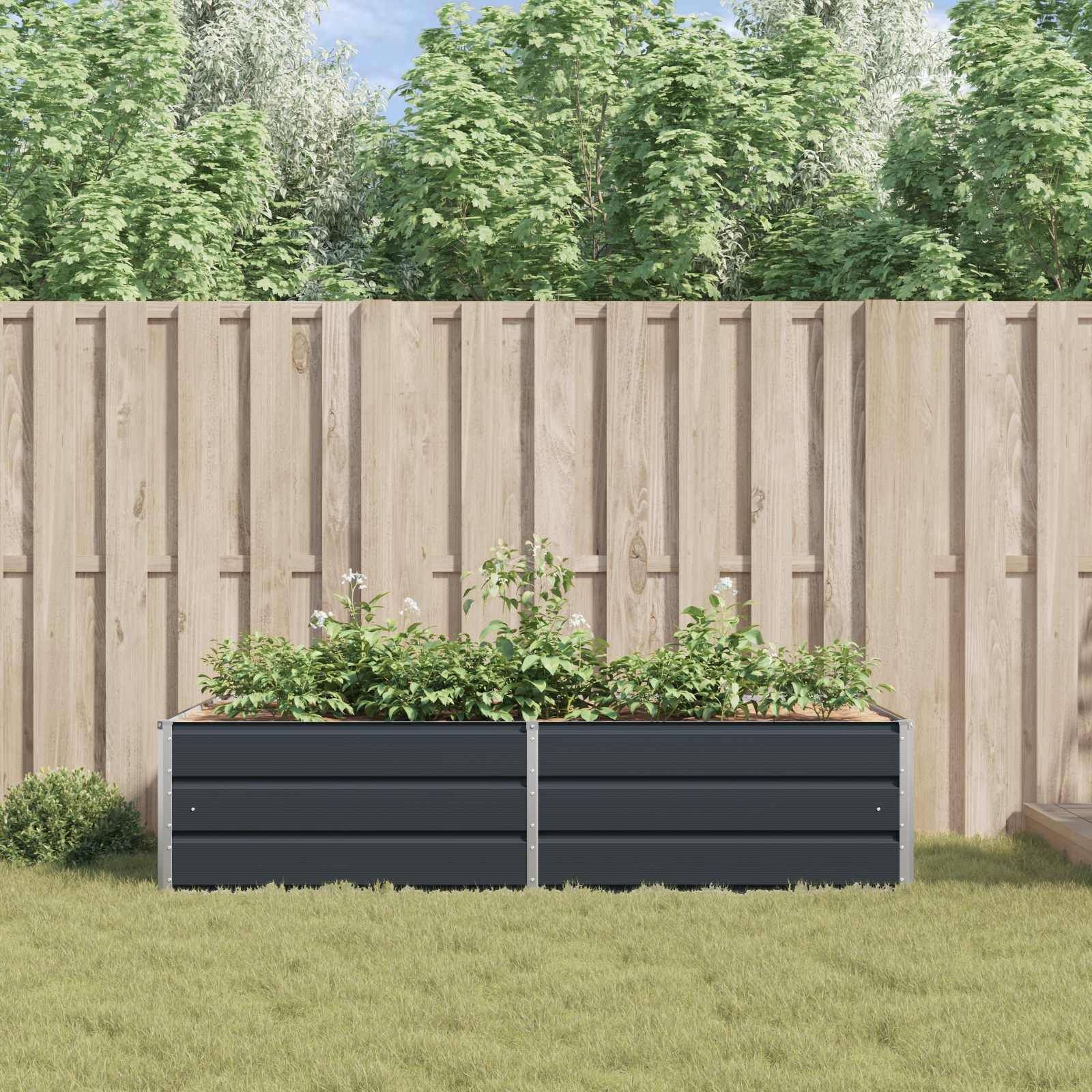 Jardinière acier galvanisé anthracite 195 x 100 x 45 cm - PANGIVO - Image 4