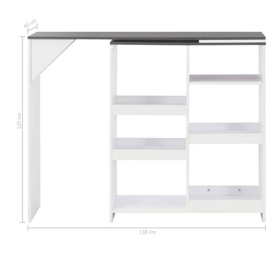 Helloshop26 - Table haute mange debout bar bistrot avec tablette amovible blanc 138 cm - Image 6