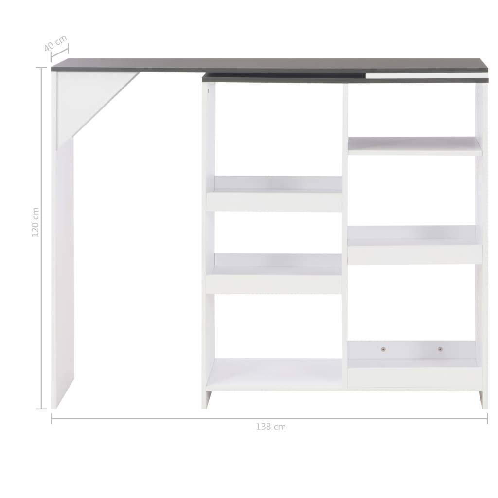 Helloshop26 - Table haute mange debout bar bistrot avec tablette amovible blanc 138 cm - Image 6
