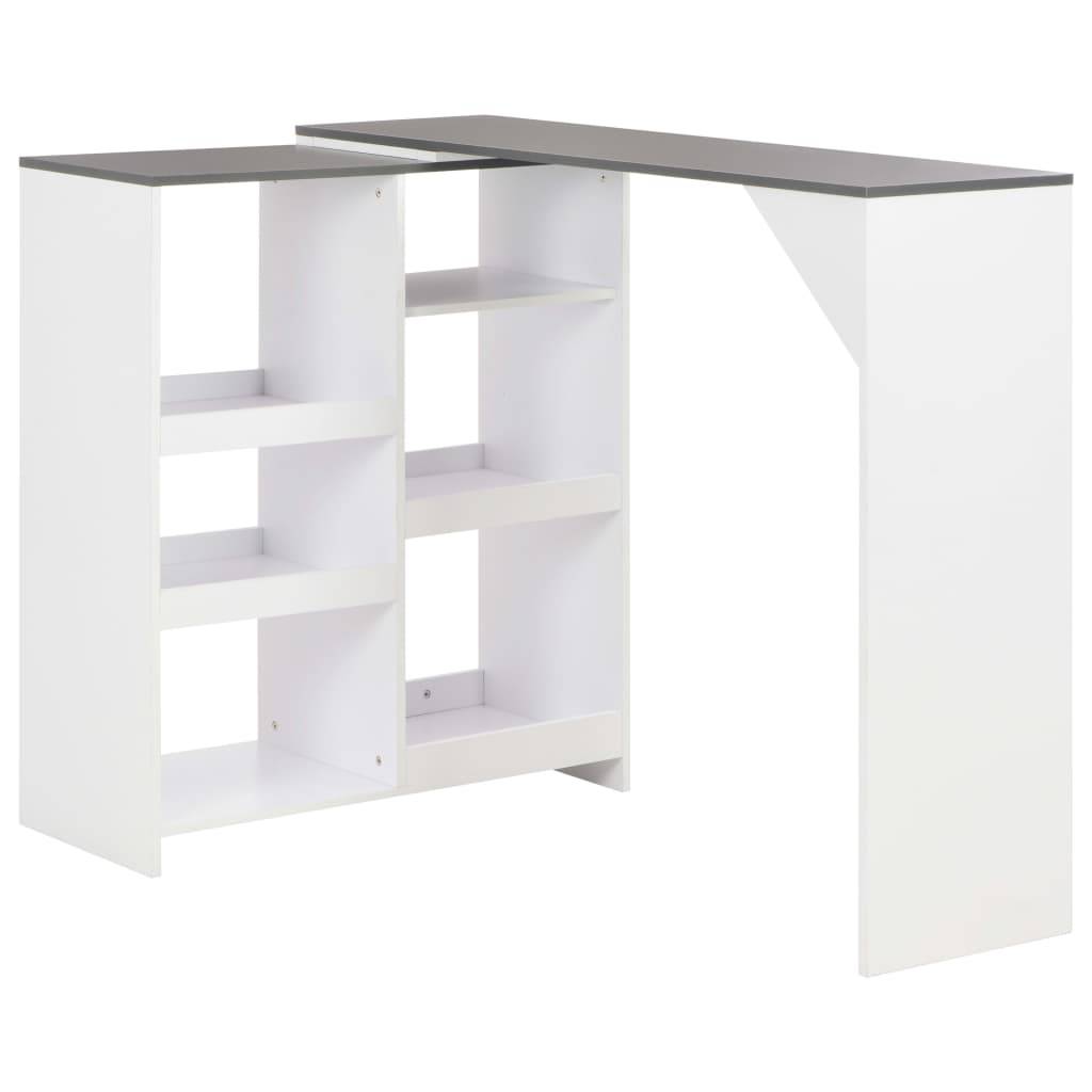 Helloshop26 - Table haute mange debout bar bistrot avec tablette amovible blanc 138 cm - Image 1