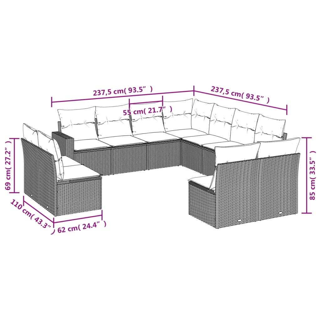 ComfortXL - Salon de jardin bas 11 places Résine Tressée Marron avec Rangement et Coussins Confort – ComfortXL Outdoor Living - Image 3