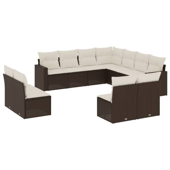 ComfortXL - Salon de jardin bas 11 places Résine Tressée Marron avec Rangement et Coussins Confort – ComfortXL Outdoor Living - Image 2