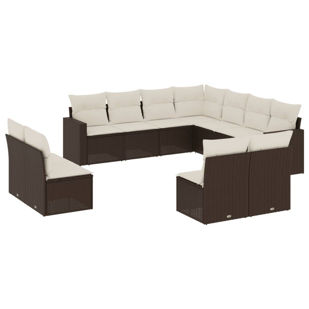 ComfortXL - Salon de jardin bas 11 places Résine Tressée Marron avec Rangement et Coussins Confort – ComfortXL Outdoor Living - Image 2
