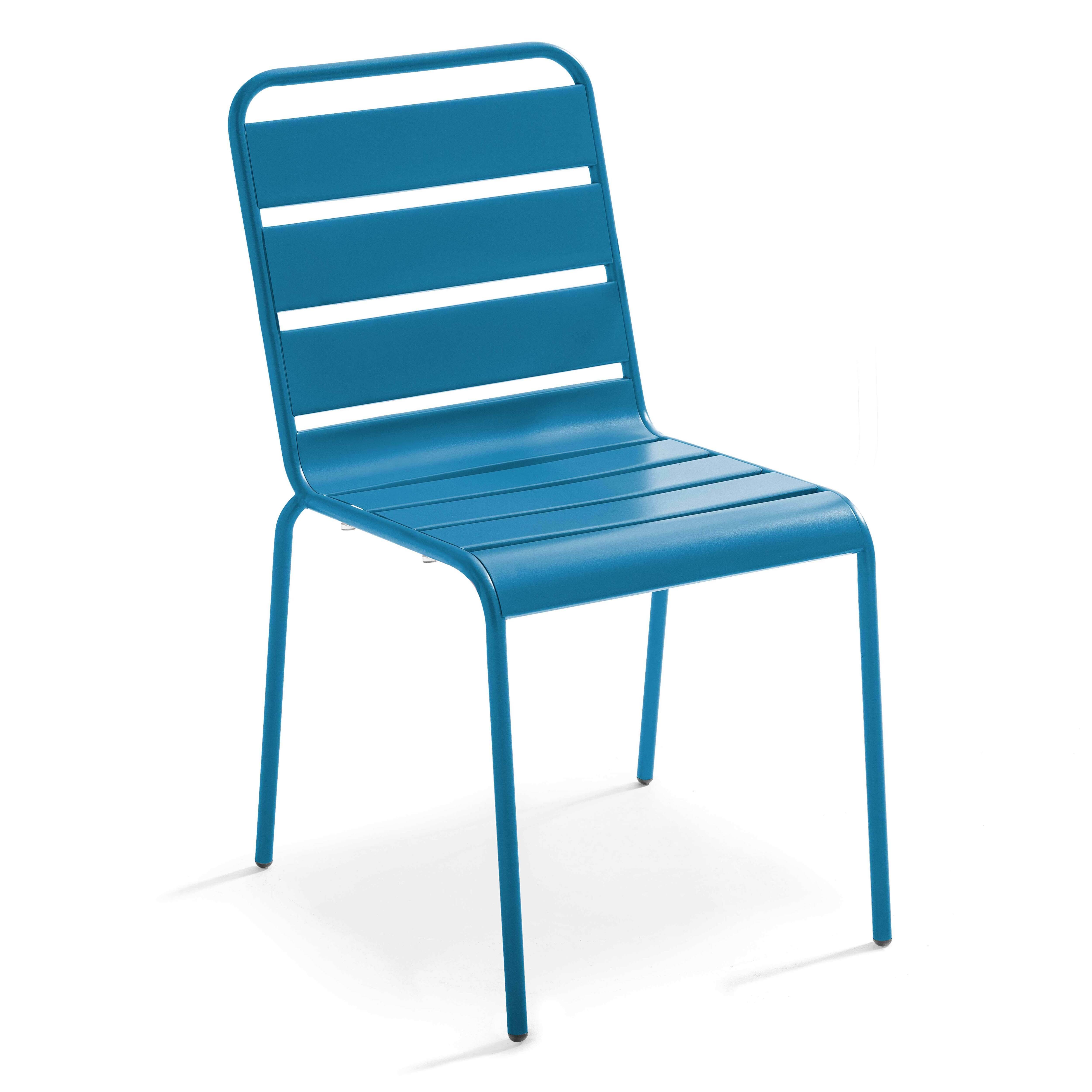 Oviala - Ensemble table de jardin et 8 chaises en métal bleu pacific Palavas - Oviala - Image 6