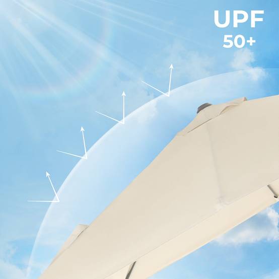 Parasol décentré de jardin 3 x 3 m ombrelle de terrasse toile carrée protection solaire upf 50+ rotatif 360° inclinaison réglable avec manivelle et s - Image 2