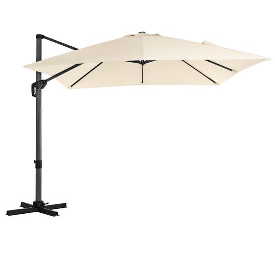 Parasol décentré de jardin 3 x 3 m ombrelle de terrasse toile carrée protection solaire upf 50+ rotatif 360° inclinaison réglable avec manivelle et s - Image 1