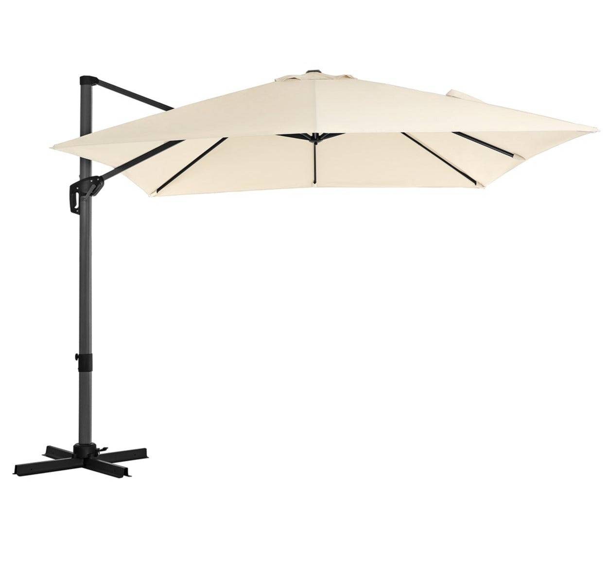 Parasol décentré de jardin 3 x 3 m ombrelle de terrasse toile carrée protection solaire upf 50+ rotatif 360° inclinaison réglable avec manivelle et s - Image 1