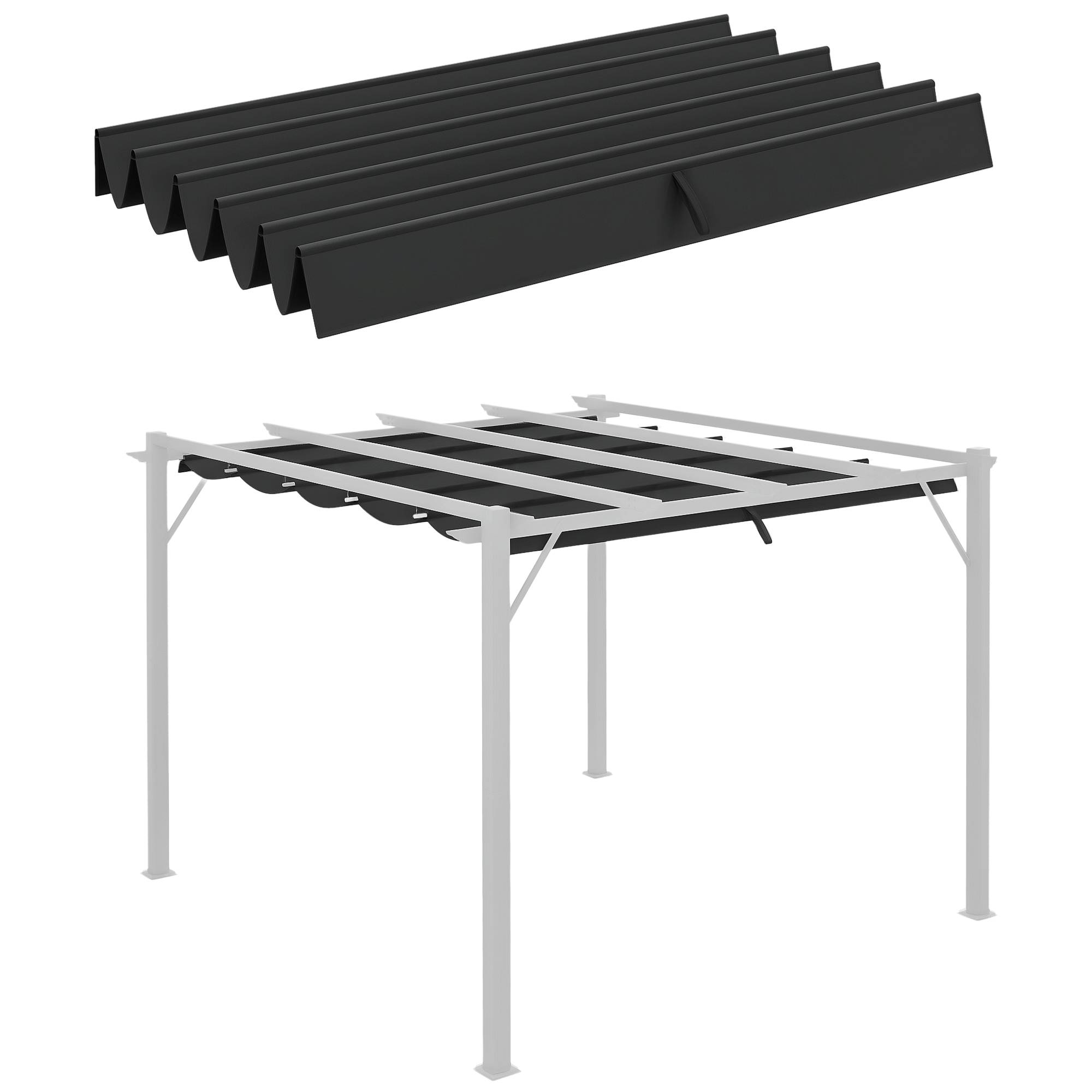 Toile de Rechange Rétractable Polyester pour Pergola 3x3m Anti-UV 250x255 cm Gris Foncé - ComfortXL Outdoor Living - Image 1