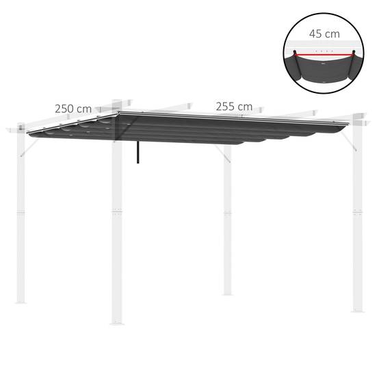 Toile de Rechange Rétractable Polyester pour Pergola 3x3m Anti-UV 250x255 cm Gris Foncé - ComfortXL Outdoor Living - Image 5