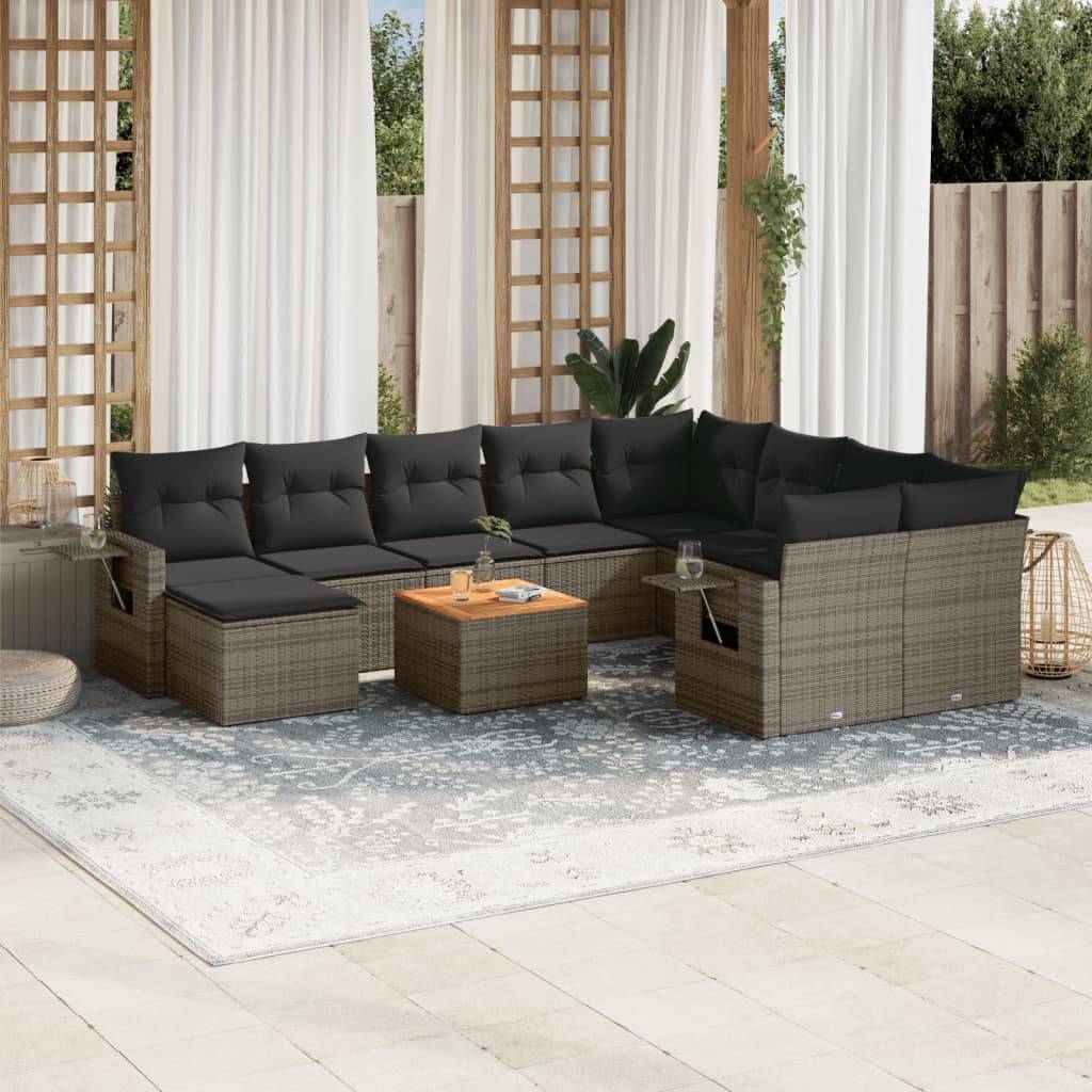 ComfortXL - Salon de Jardin Bas 10 Places en Poly Rotin Gris avec Pouf Modulable et Coussins Déhoussables – ComfortXL Outdoor Living - Image 1
