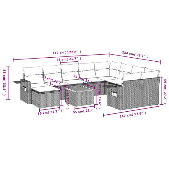 ComfortXL - Salon de Jardin Bas 10 Places en Poly Rotin Gris avec Pouf Modulable et Coussins Déhoussables – ComfortXL Outdoor Living - Image 10