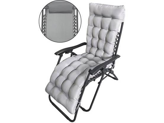 Habitat Et Jardin - Fauteuil De Jardin Relax Zéro Gravité Avec Coussin Matelassé "sintra" - Gris -habitat Et Jardin - Image 1