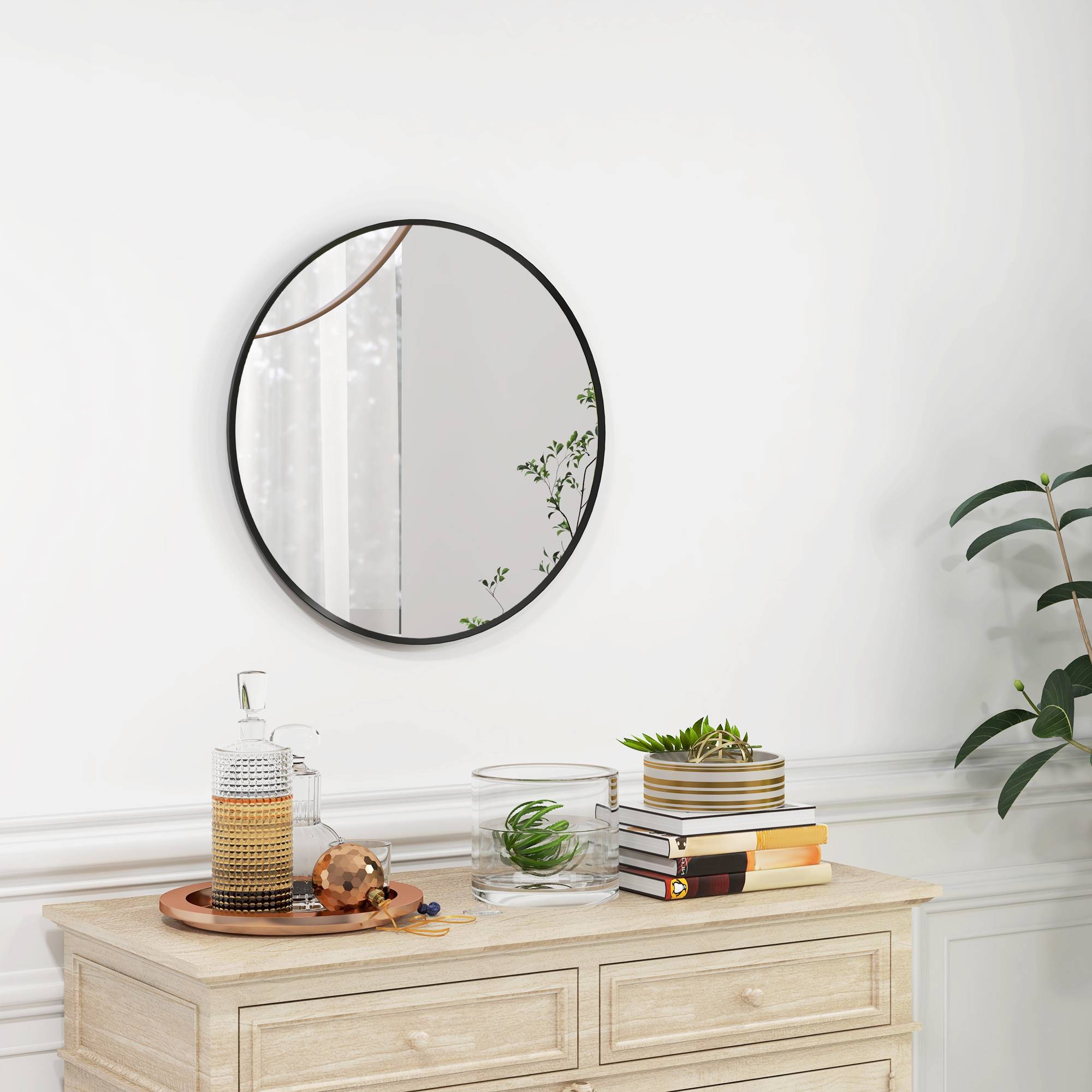 Sans Marque - Miroir mural design moderne Ø61 cm noir - Image 4