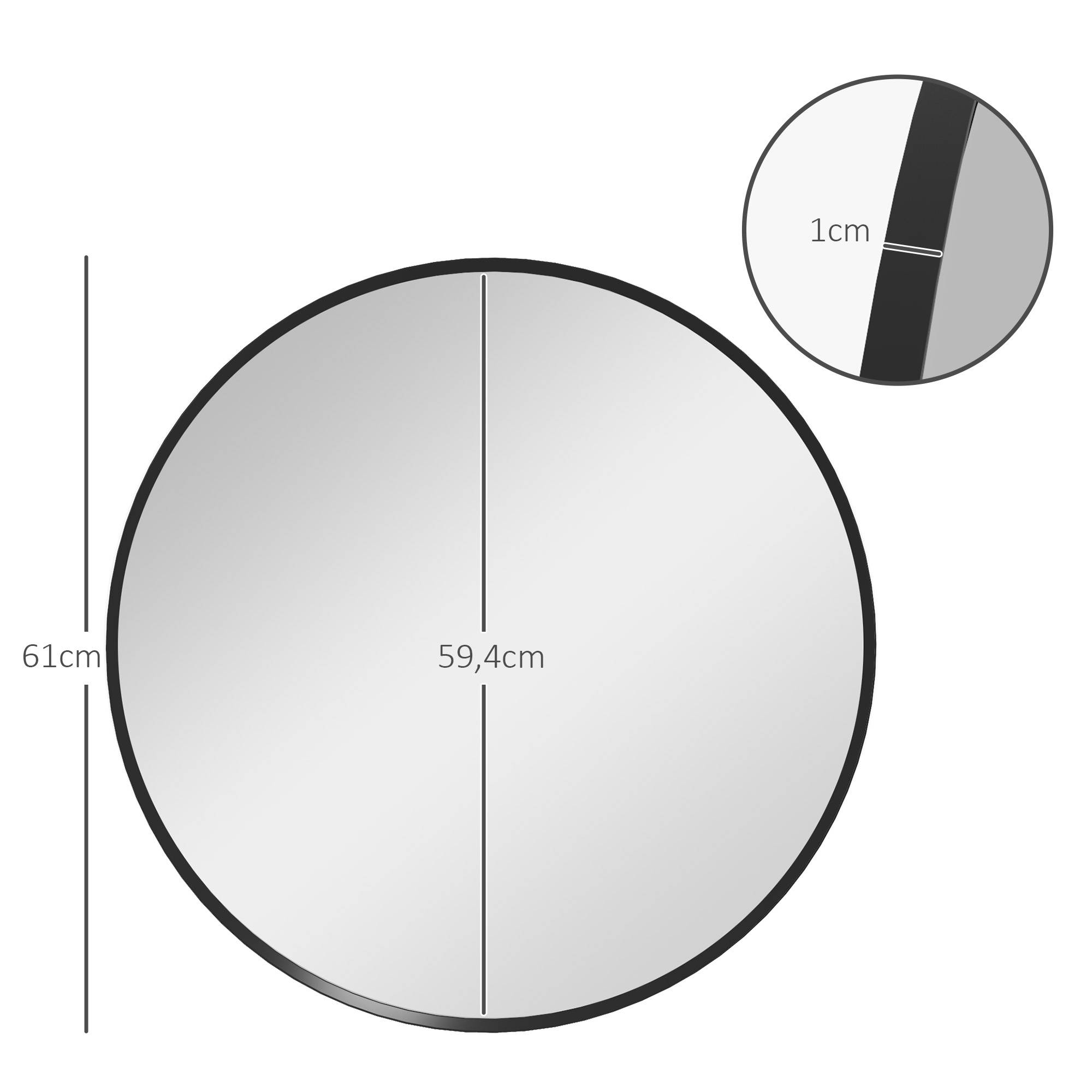 Sans Marque - Miroir mural design moderne Ø61 cm noir - Image 5
