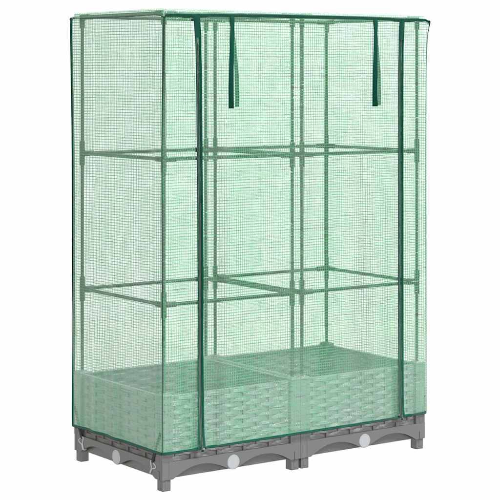 Bac Potager sur Pieds avec Housse de Serre, Imitation Rotin Gris Clair 80cm – ComfortXL Outdoor Living - Image 2