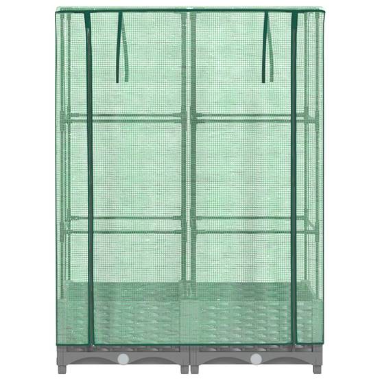 Bac Potager sur Pieds avec Housse de Serre, Imitation Rotin Gris Clair 80cm – ComfortXL Outdoor Living - Image 4